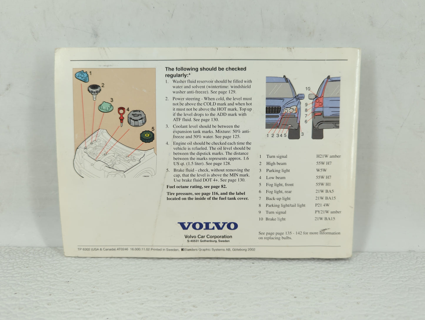 2002 Volvo Xc90 Owners Manual Book Guide OEM Used Auto Parts - Oemusedautoparts1.com