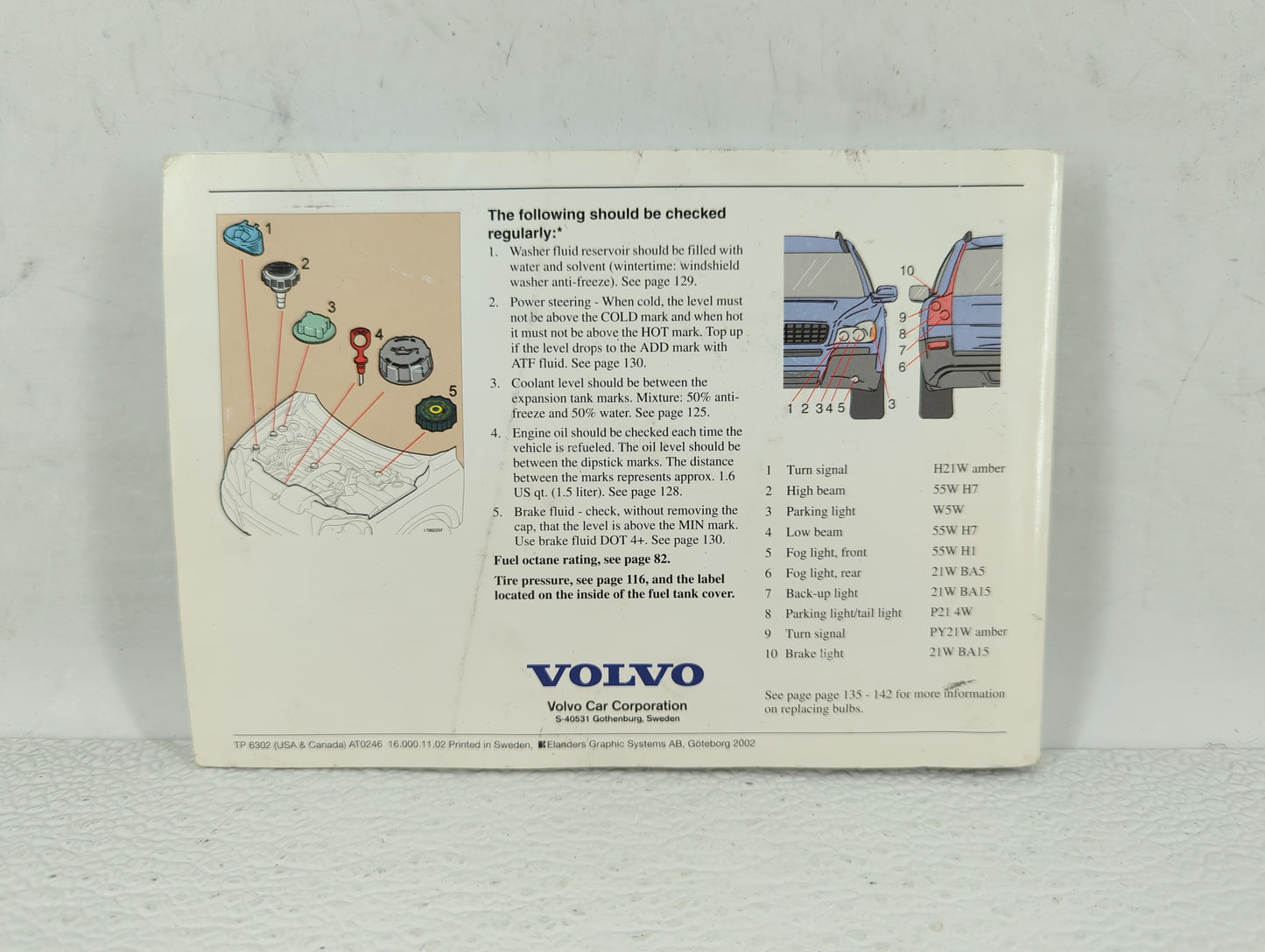 2002 Volvo Xc90 Owners Manual Book Guide OEM Used Auto Parts - Oemusedautoparts1.com