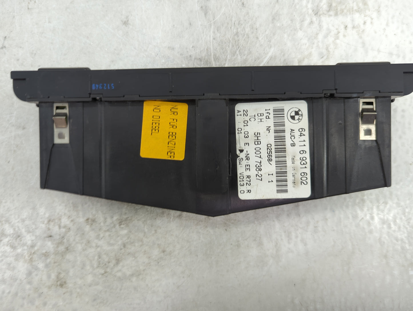 2003 Bmw 325ci Climate Control Module Temperature AC/Heater Replacement P/N:64116931602 5HB007738-27 Fits OEM Used Auto Part