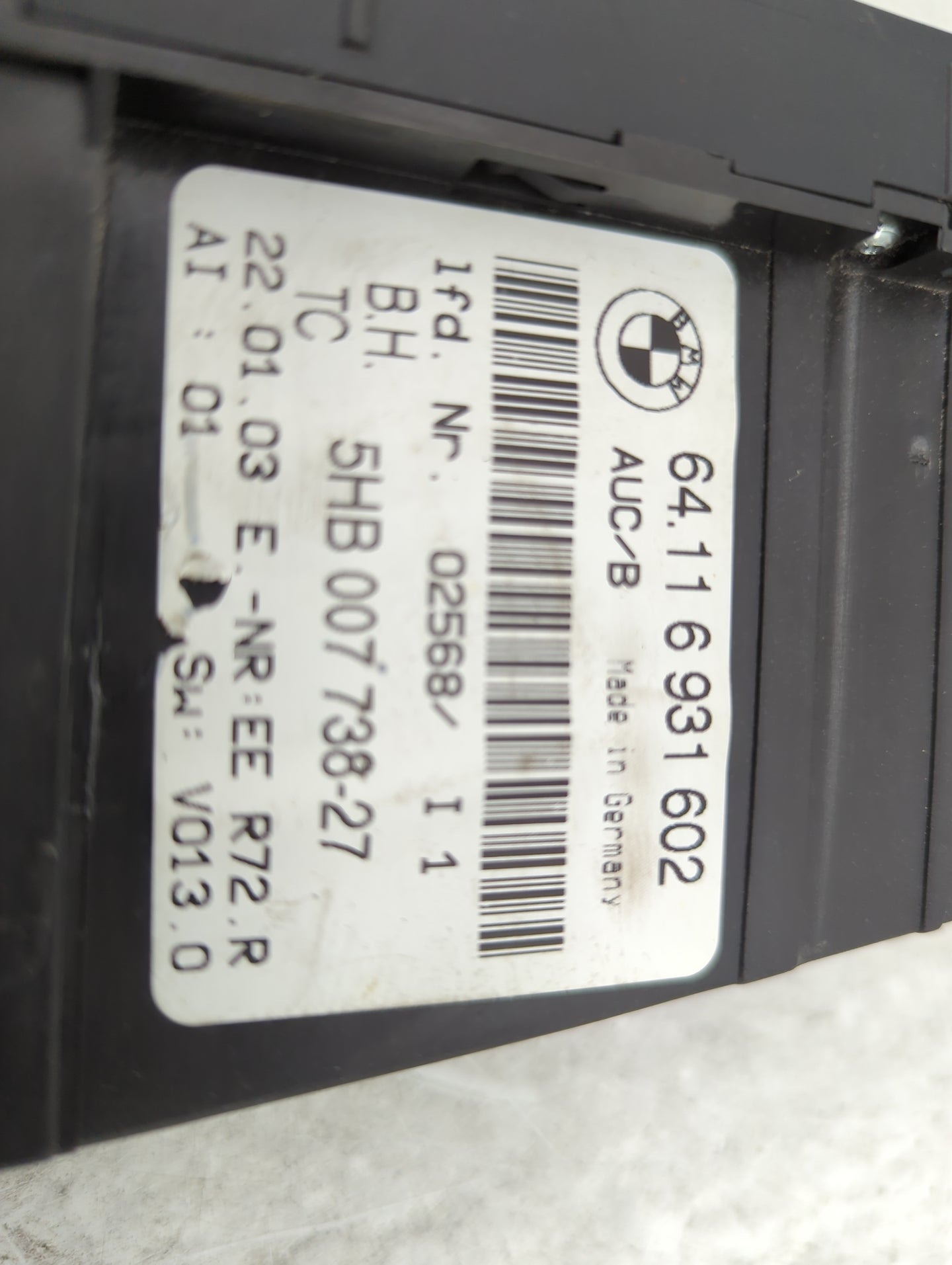 2003 Bmw 325ci Climate Control Module Temperature AC/Heater Replacement P/N:64116931602 5HB007738-27 Fits OEM Used Auto Part