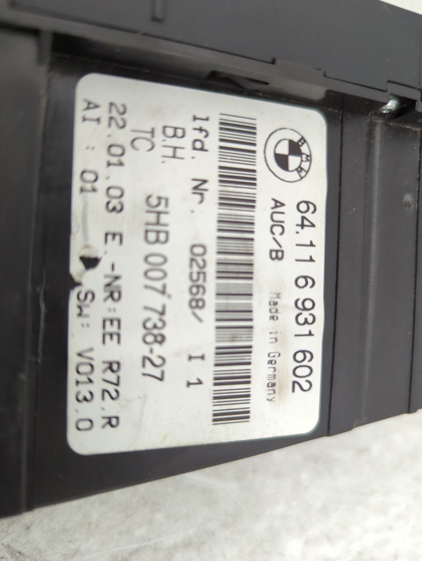 2003 Bmw 325ci Climate Control Module Temperature AC/Heater Replacement P/N:64116931602 5HB007738-27 Fits OEM Used Auto Part