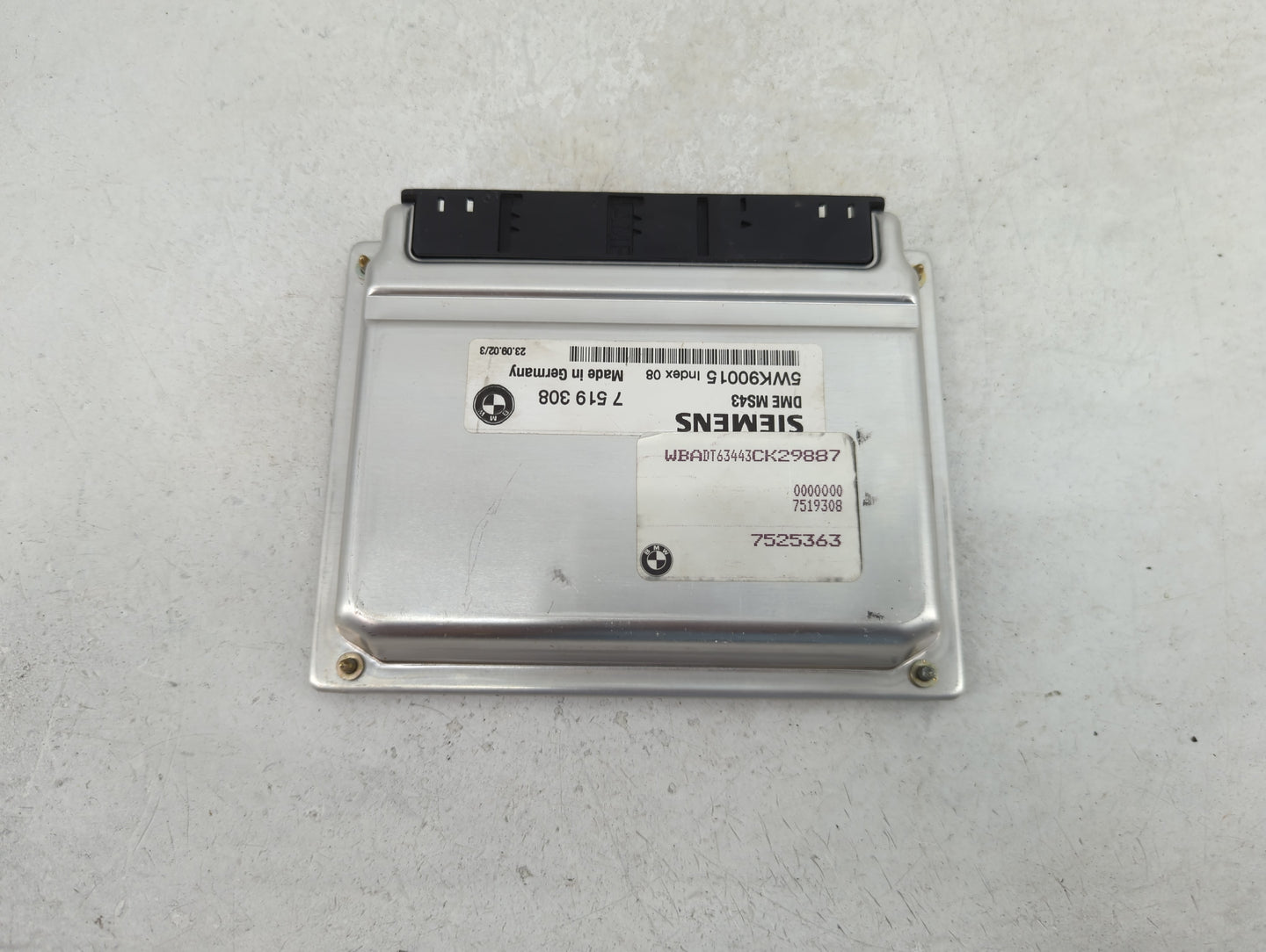 2003 Bmw 530i PCM Engine Control Computer ECU ECM PCU OEM P/N:7519308 5WK90015, DME MS43, 7525363 Fits OEM Used Auto Parts -