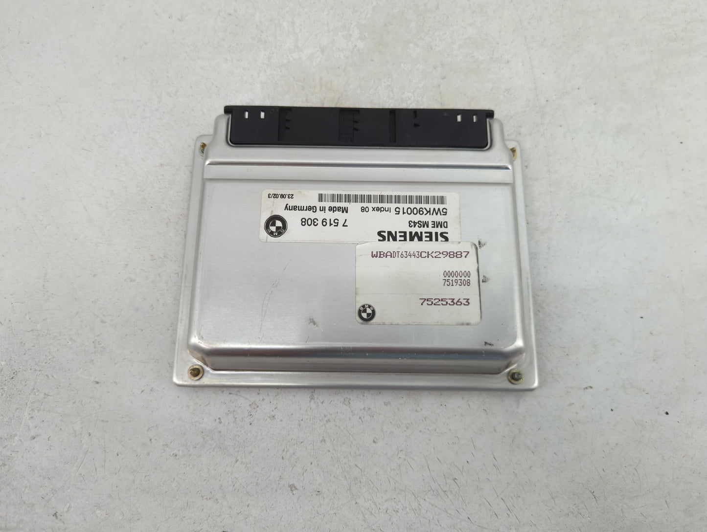 2003 Bmw 530i PCM Engine Control Computer ECU ECM PCU OEM P/N:7519308 5WK90015, DME MS43, 7525363 Fits OEM Used Auto Parts -