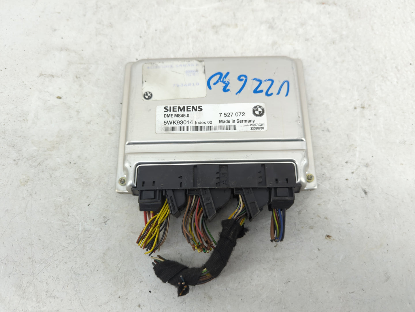 2003-2005 Bmw Z4 PCM Engine Control Computer ECU ECM PCU OEM P/N:5WK93014 7 527 072, 7 532 140, 5WK93010 Fits Fits 2003 2004