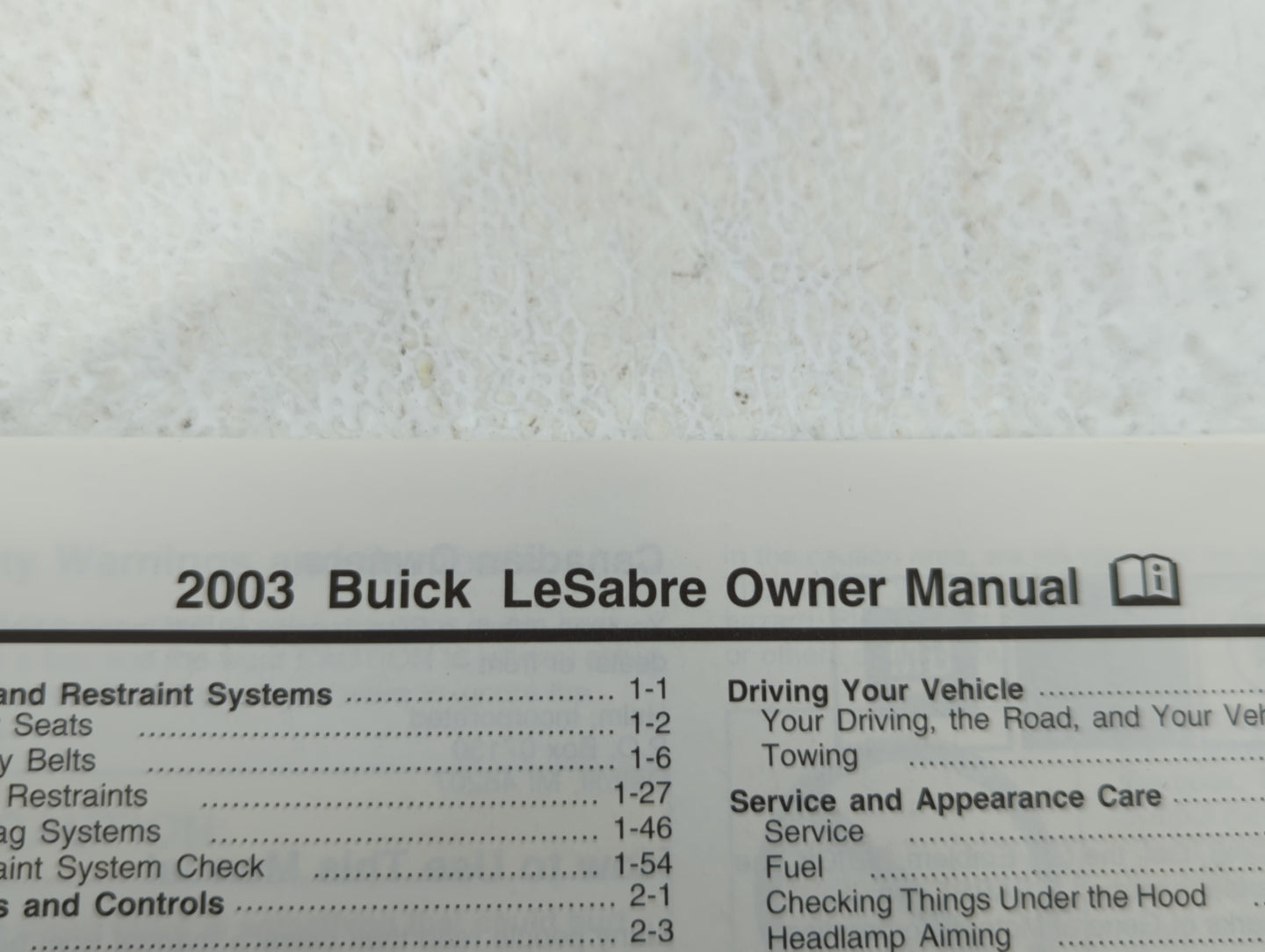 2003 Buick Lesabre Owners Manual Book Guide OEM Used Auto Parts - Oemusedautoparts1.com