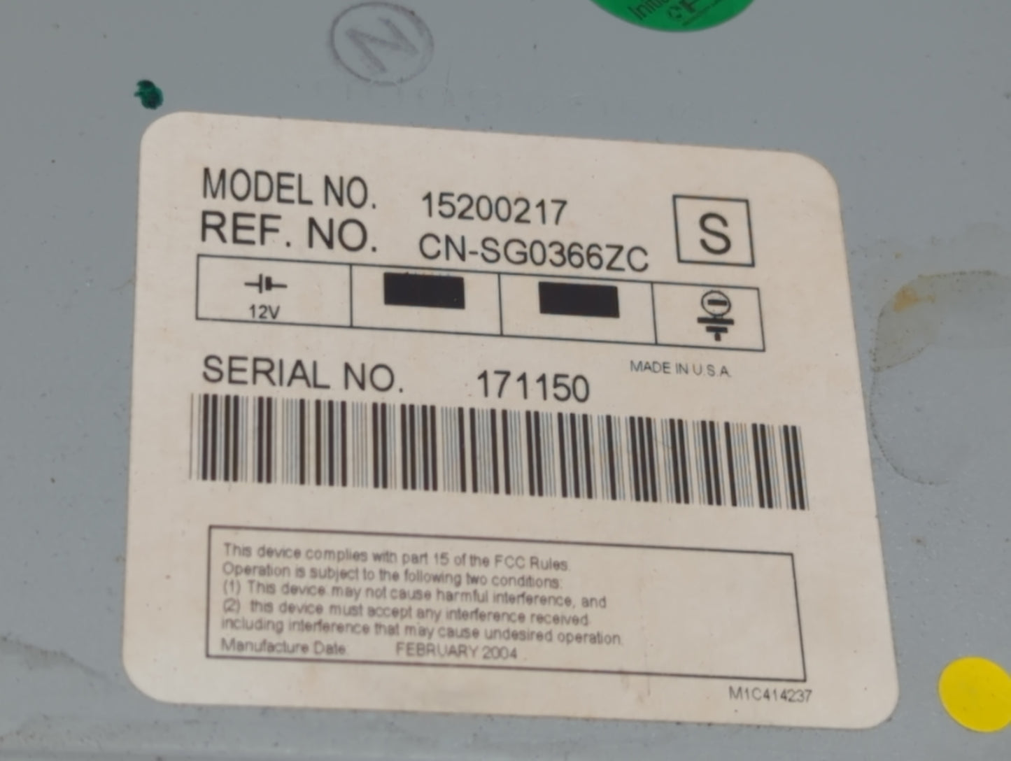 2002-2003 Cadillac Escalade Radio AM FM Cd Player Receiver Replacement P/N:15200217 Fits Fits 2001 2002 2003 OEM Used Auto P