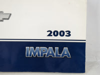 2003 Chevrolet Impala Owners Manual Book Guide P/N:10325249 A OEM Used Auto Parts - Oemusedautoparts1.com