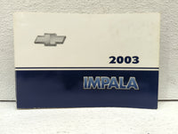 2003 Chevrolet Impala Owners Manual Book Guide P/N:10325249 OEM Used Auto Parts - Oemusedautoparts1.com