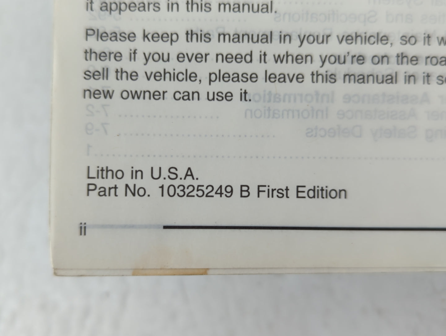 2003 Chevrolet Impala Owners Manual Book Guide P/N:10325249 B OEM Used Auto Parts - Oemusedautoparts1.com