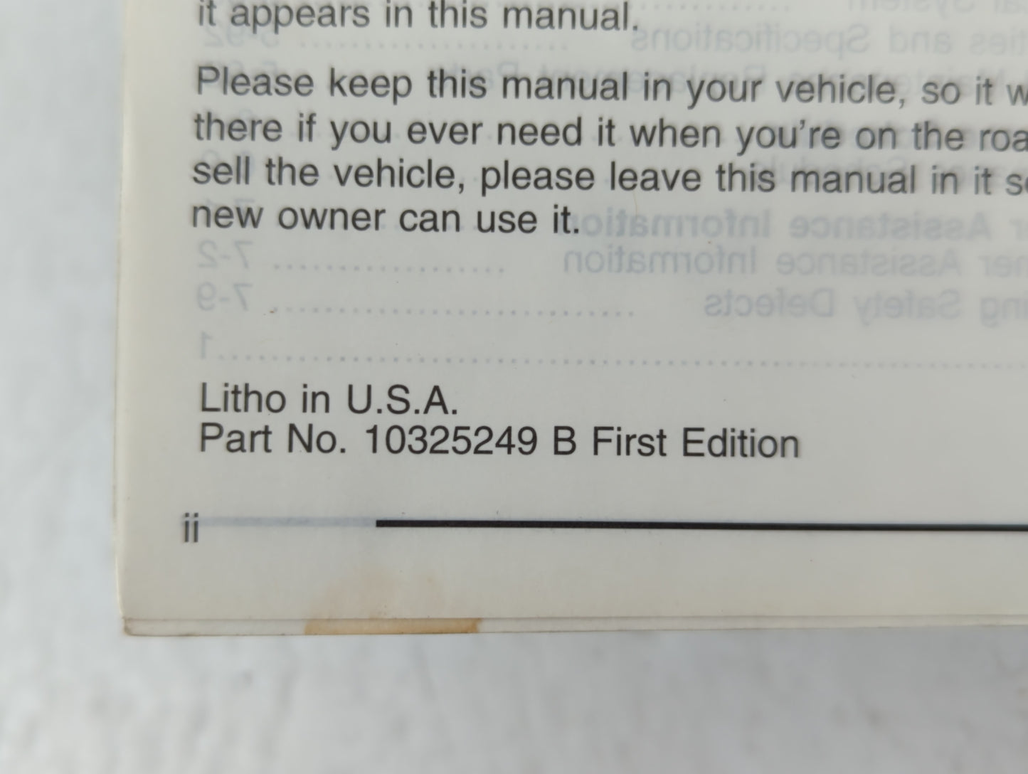 2003 Chevrolet Impala Owners Manual Book Guide P/N:10325249 B OEM Used Auto Parts - Oemusedautoparts1.com