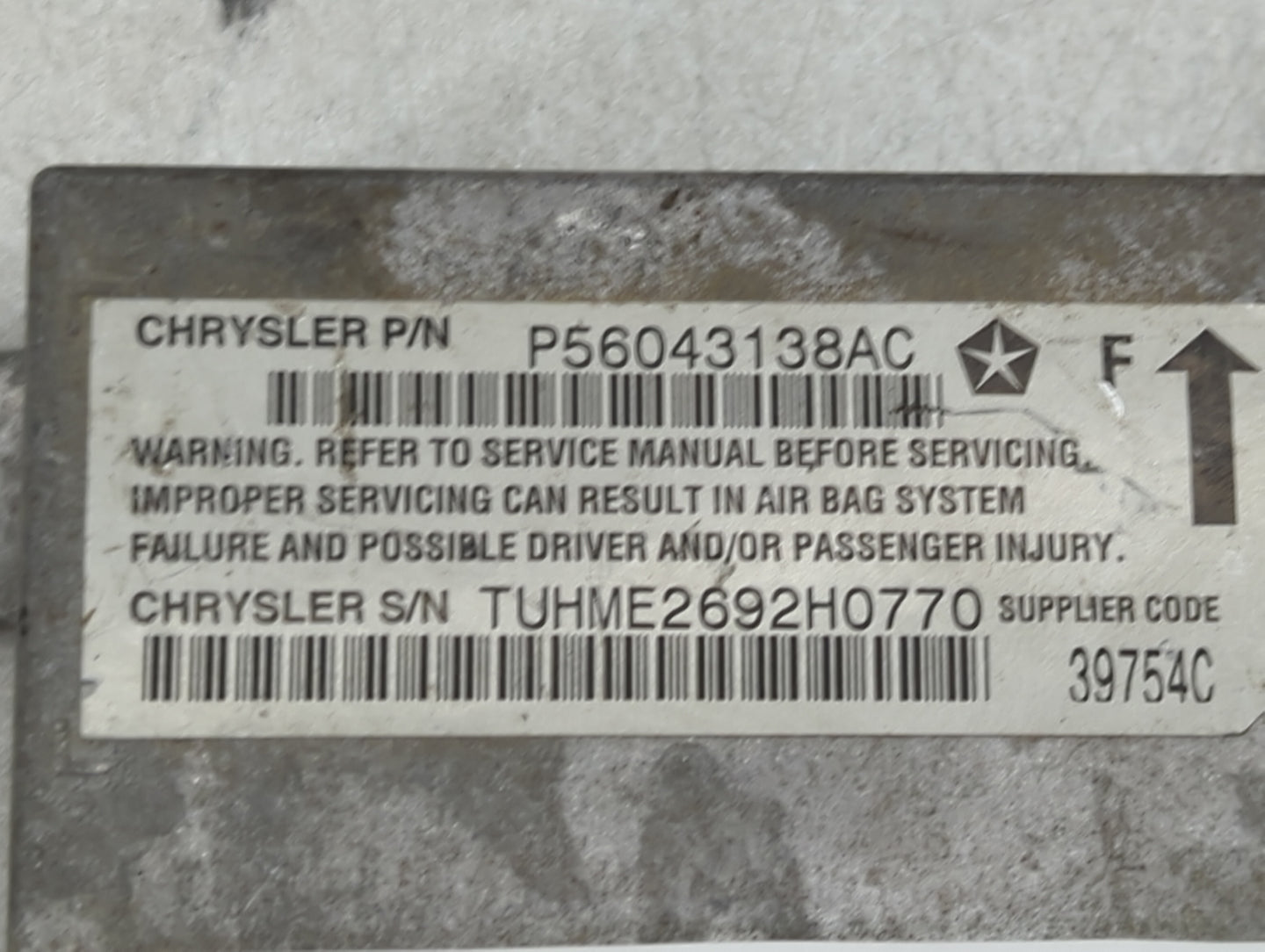 2003-2004 Dodge Dakota Safety Restraint Srs Airbag Control Module - Oemusedautoparts1.com