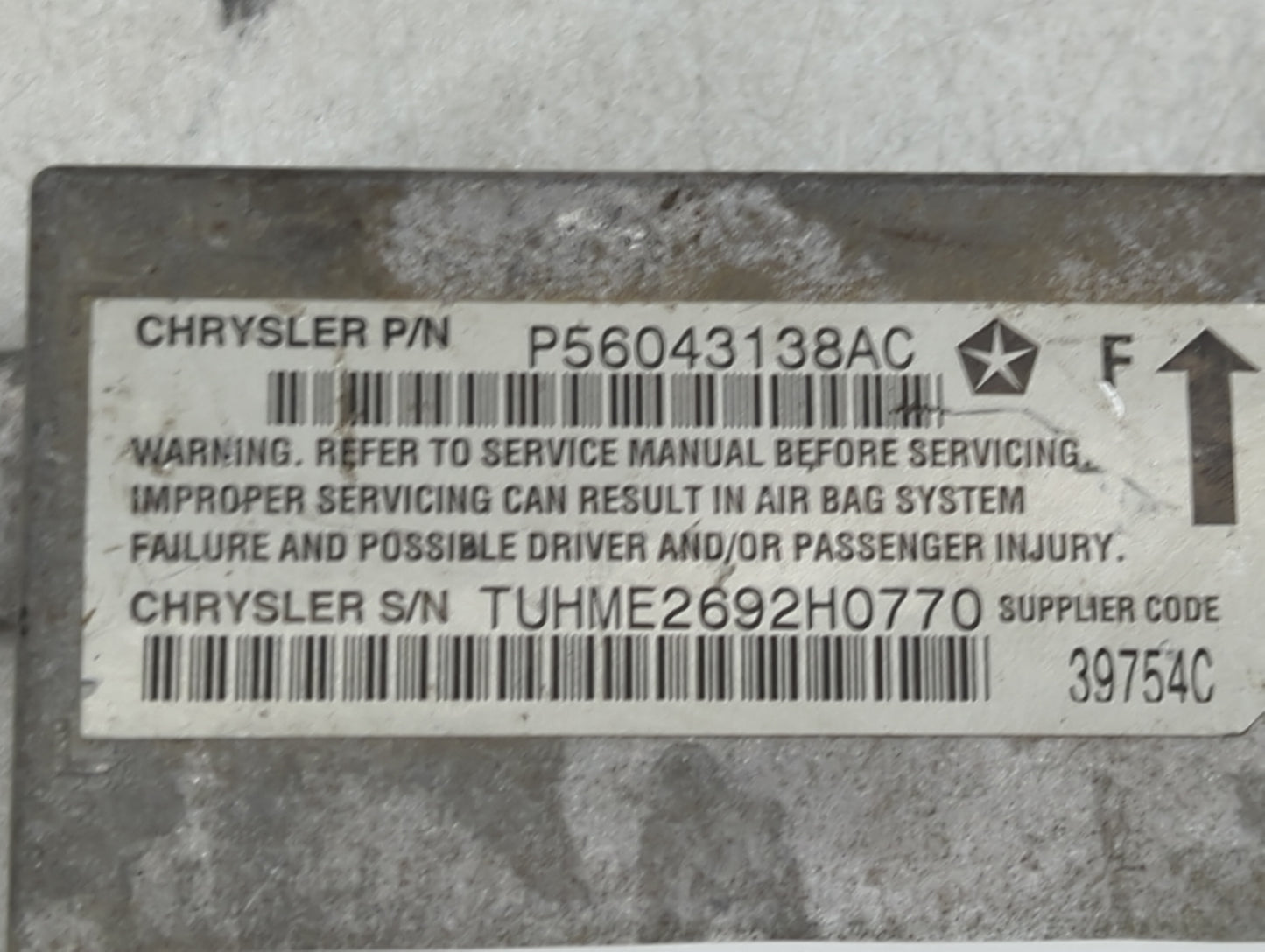 2003-2004 Dodge Dakota Safety Restraint Srs Airbag Control Module - Oemusedautoparts1.com