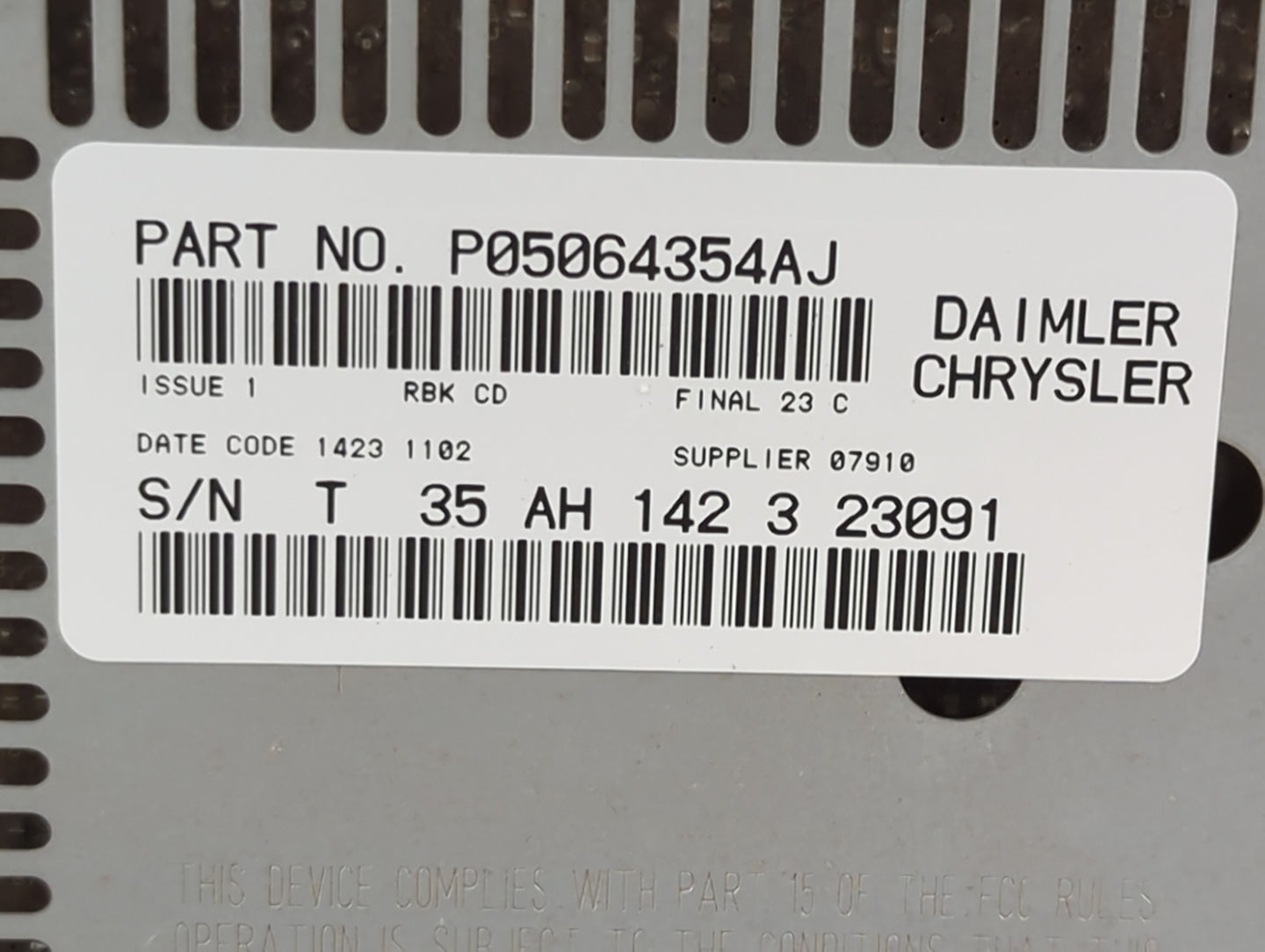 2003 Dodge Ram 1500 Radio AM FM Cd Player Receiver Replacement Fits OEM Used Auto Parts - Oemusedautoparts1.com
