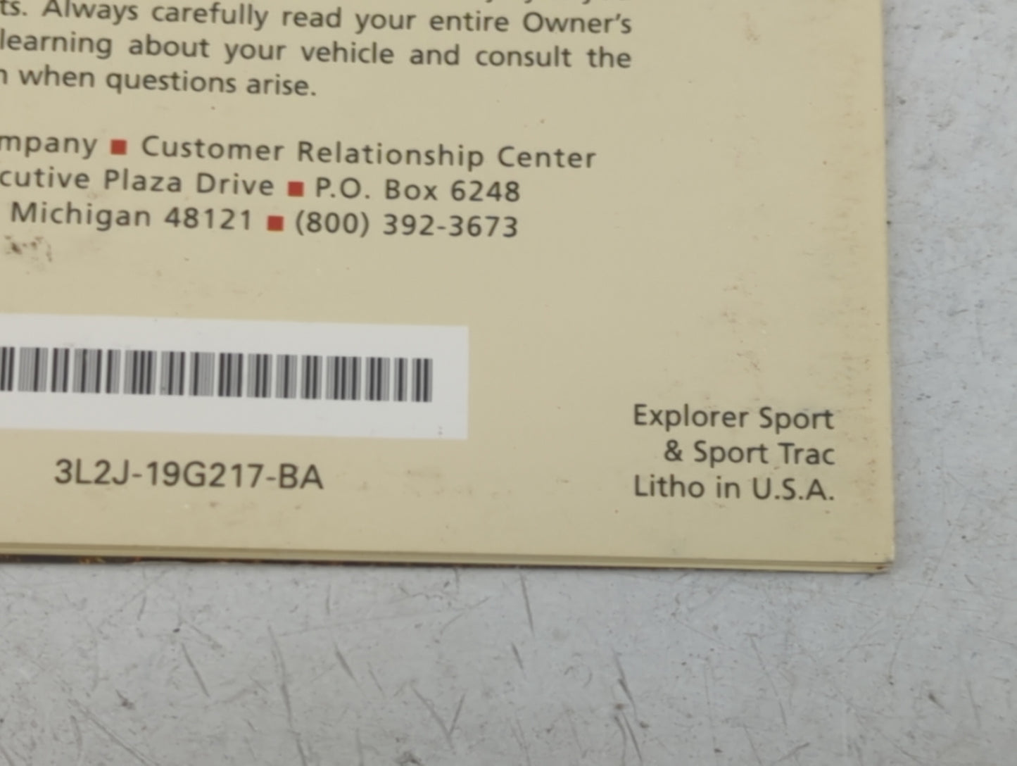 2003 Ford Explorer Sport Trac Owners Manual Book Guide P/N:3L2J-19G217-BA OEM Used Auto Parts - Oemusedautoparts1.com