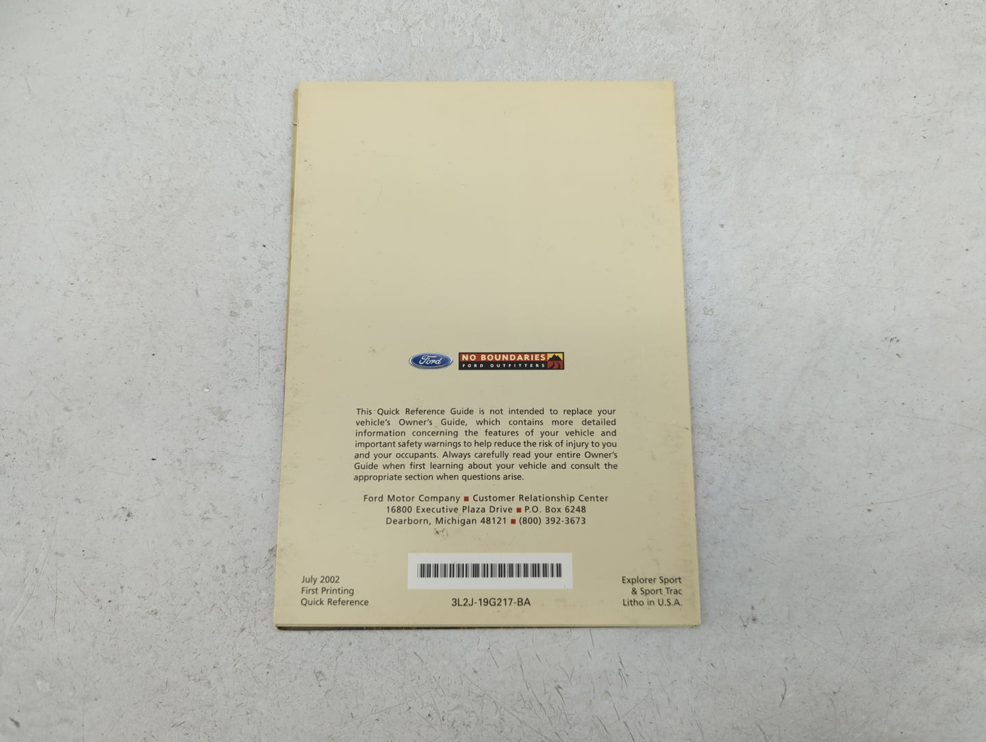 2003 Ford Explorer Sport Trac Owners Manual Book Guide P/N:3L2J-19G217-BA OEM Used Auto Parts - Oemusedautoparts1.com