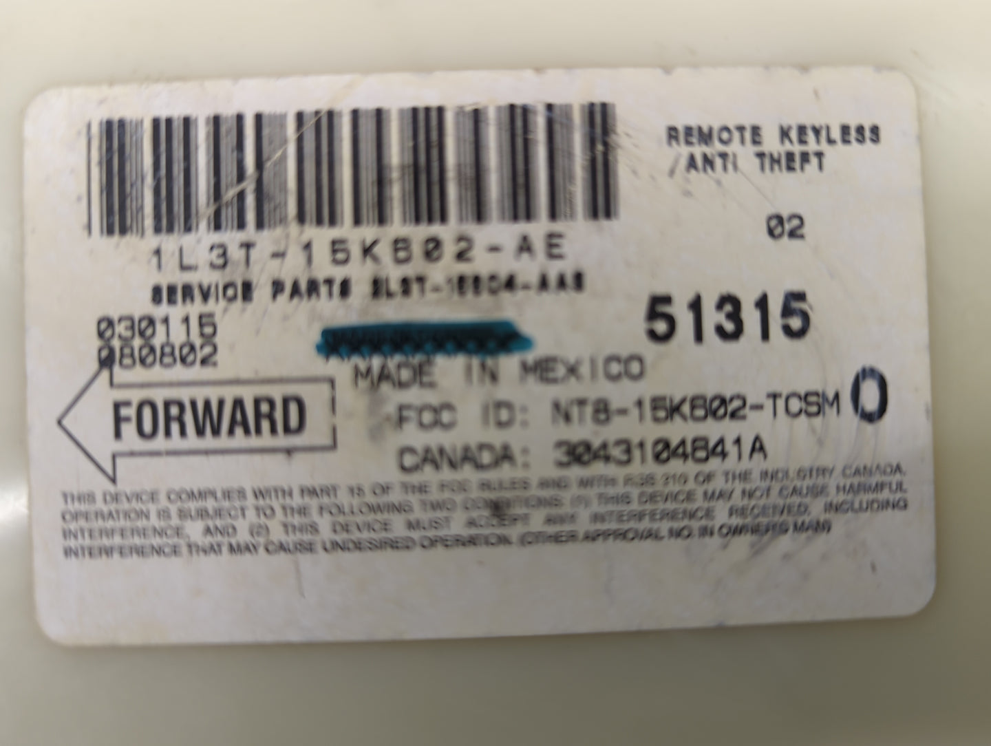 Ford F150 Theft-locking Control Module - Oemusedautoparts1.com