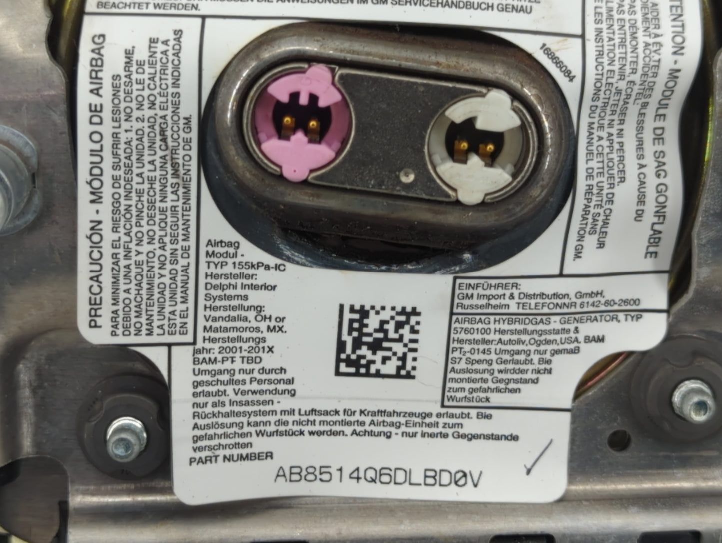 2002-2003 Gmc Envoy Xl Air Bag Driver Left Steering Wheel Mounted - Oemusedautoparts1.com