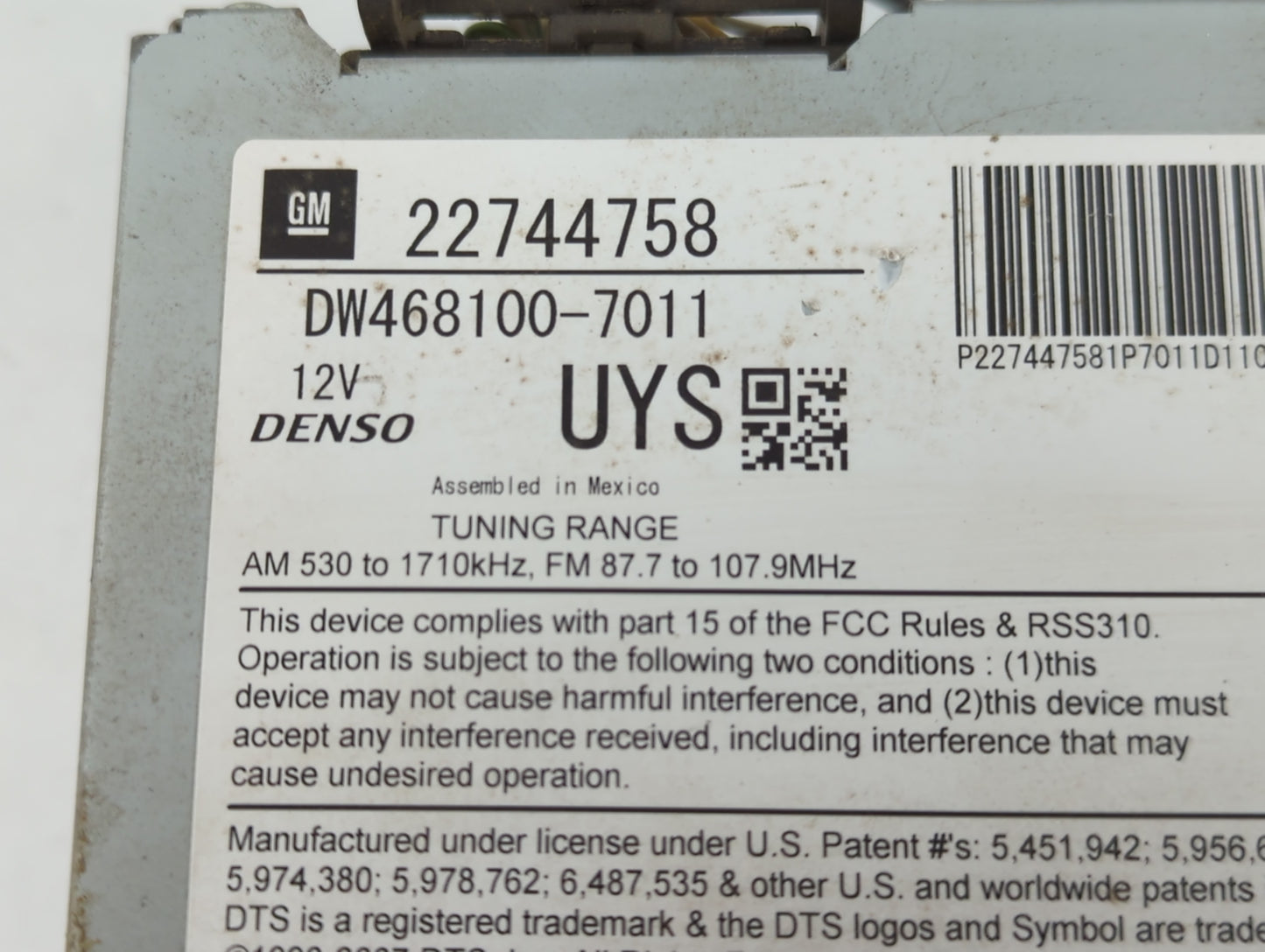2003-2005 Gmc Yukon Xl 1500 Radio AM FM Cd Player Receiver Replacement P/N:DW468100-7011 22744758 Fits Fits 2003 2004 2005 O