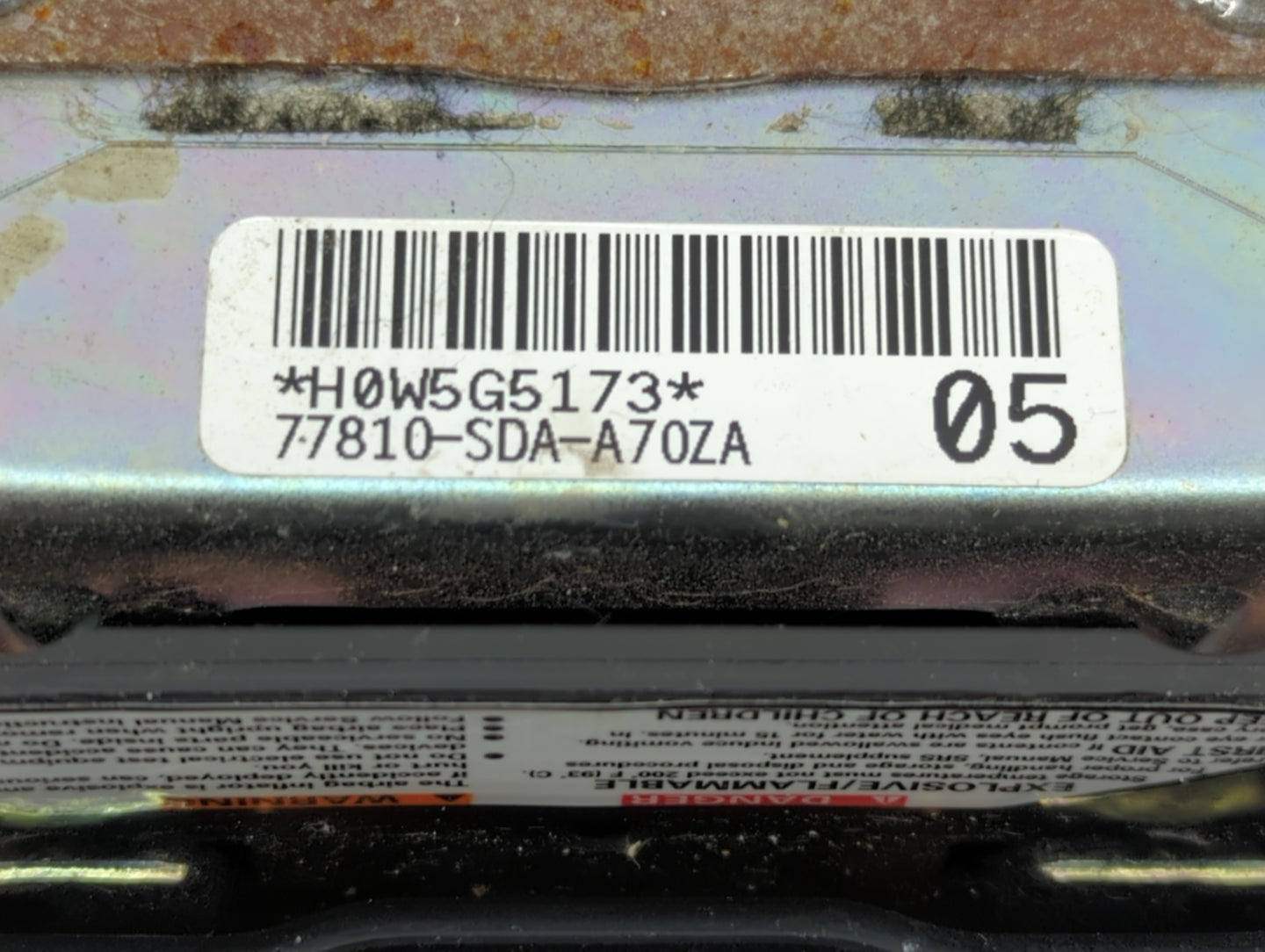 2003 Honda Accord Air Bag Driver Left Steering Wheel Mounted P/N:77810-SDA-A70ZA Fits OEM Used Auto Parts - Oemusedautoparts