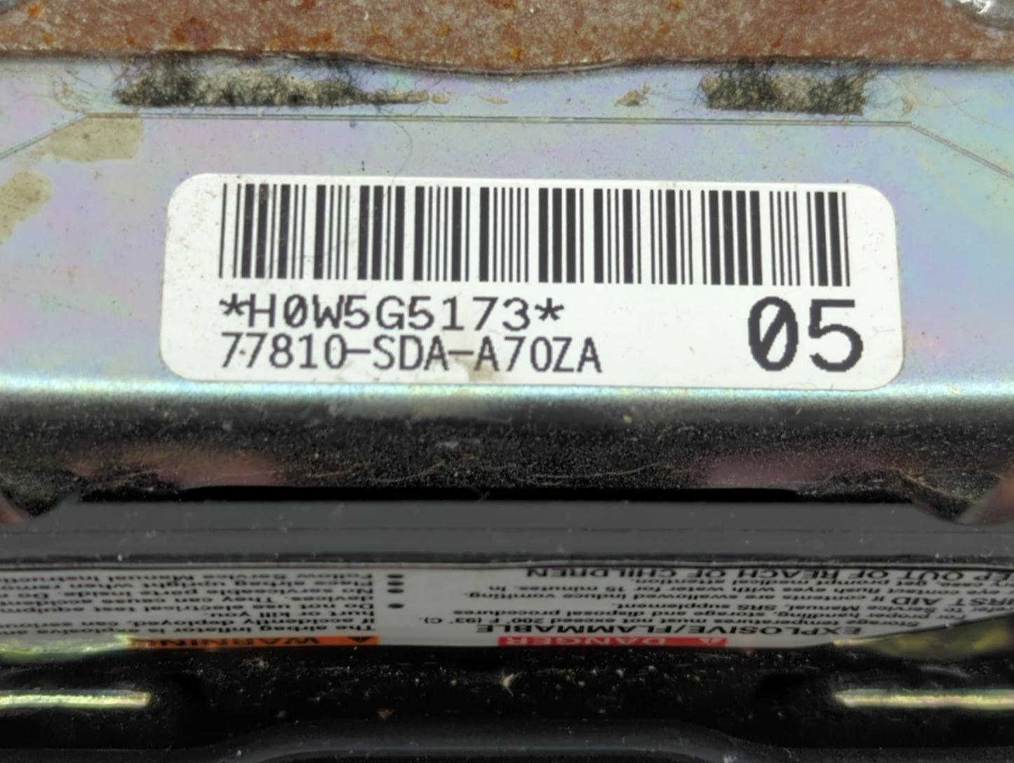 2003 Honda Accord Air Bag Driver Left Steering Wheel Mounted P/N:77810-SDA-A70ZA Fits OEM Used Auto Parts - Oemusedautoparts
