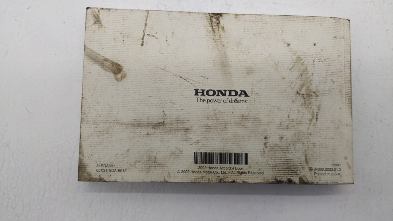 2003 Honda Accord Owners Manual Book Guide OEM Used Auto Parts - Oemusedautoparts1.com