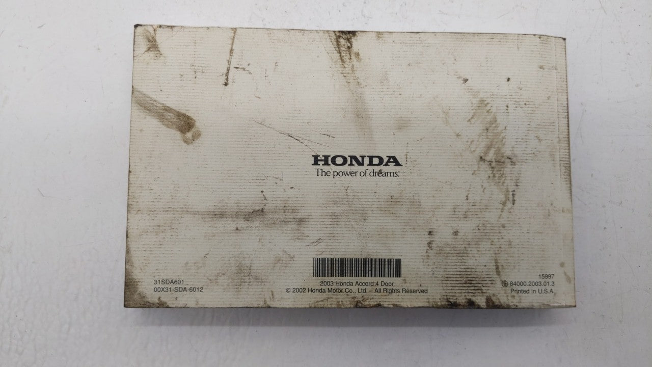 2003 Honda Accord Owners Manual Book Guide OEM Used Auto Parts - Oemusedautoparts1.com