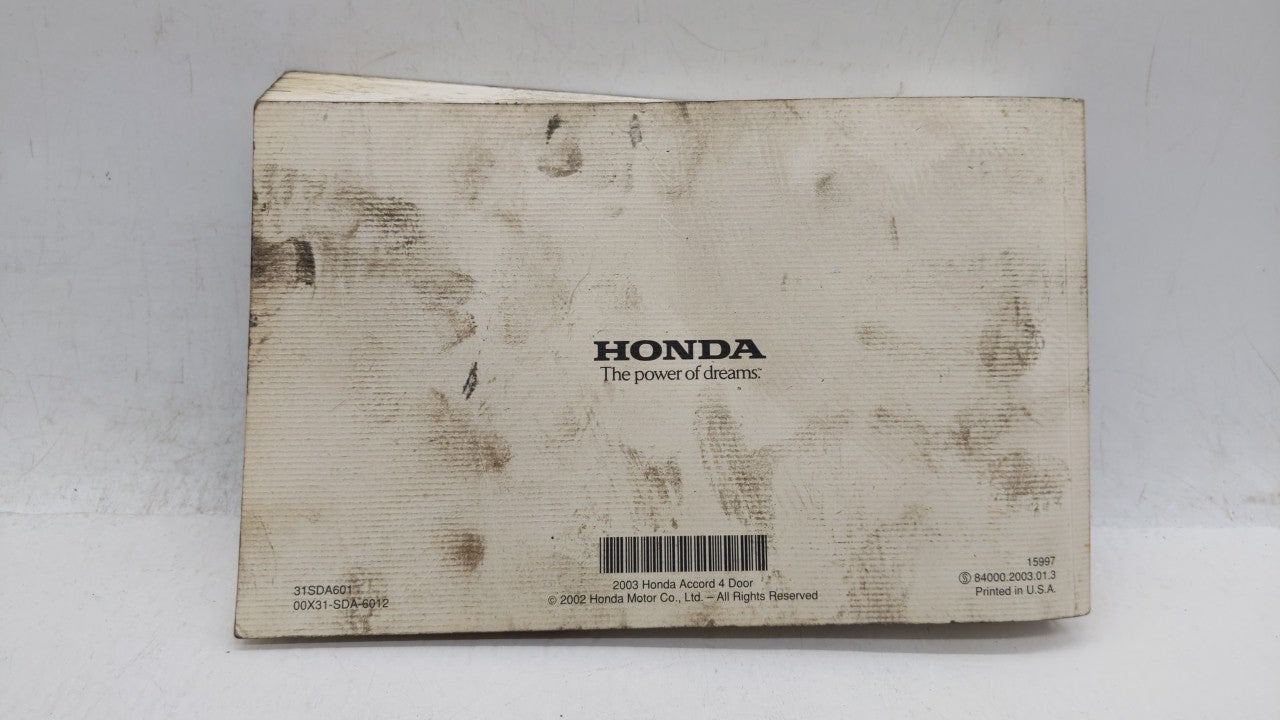 2003 Honda Accord Owners Manual Book Guide OEM Used Auto Parts - Oemusedautoparts1.com