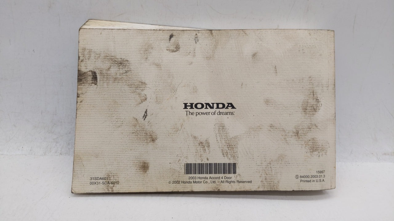 2003 Honda Accord Owners Manual Book Guide OEM Used Auto Parts - Oemusedautoparts1.com