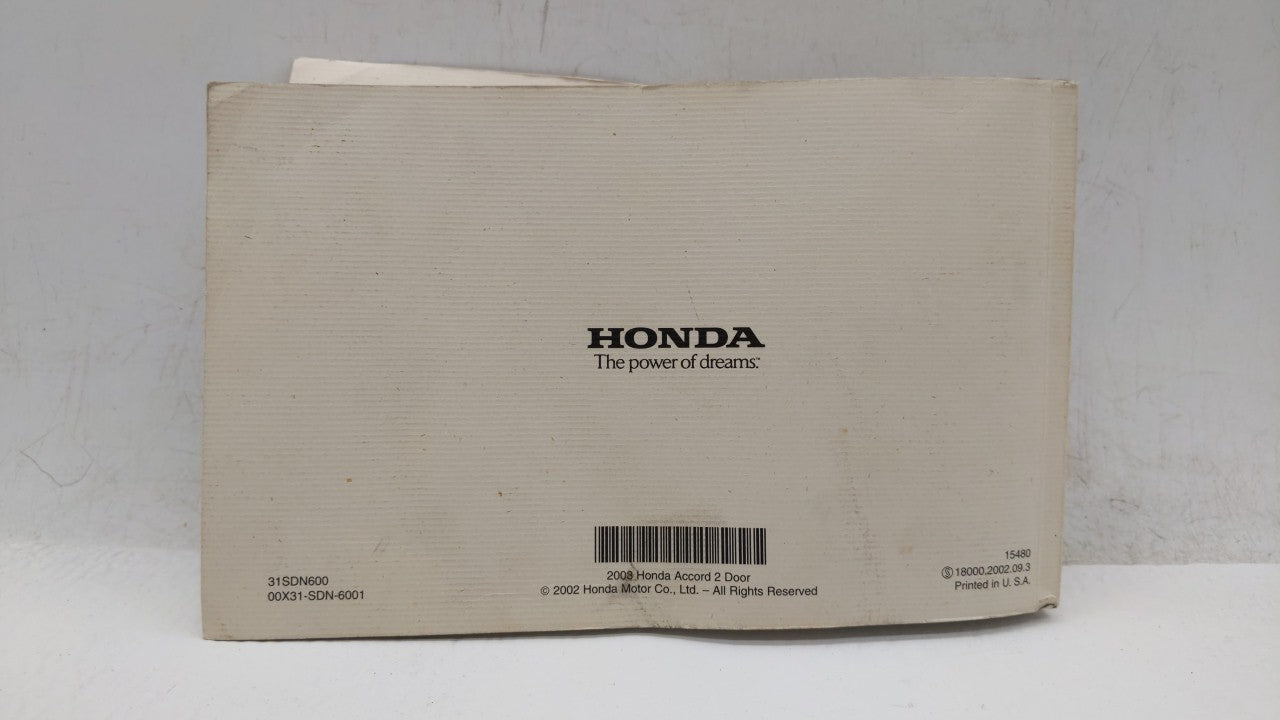 2003 Honda Accord Owners Manual Book Guide OEM Used Auto Parts - Oemusedautoparts1.com