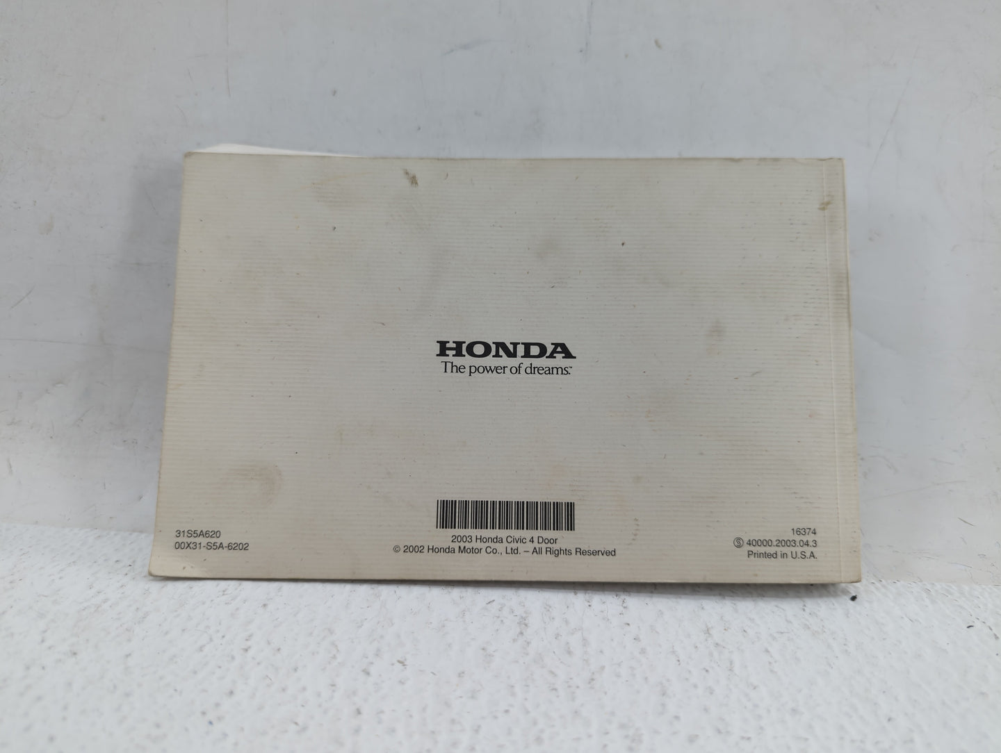 2003 Honda Civic Owners Manual Book Guide OEM Used Auto Parts - Oemusedautoparts1.com