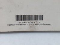 2003 Honda Civic Owners Manual Book Guide OEM Used Auto Parts - Oemusedautoparts1.com