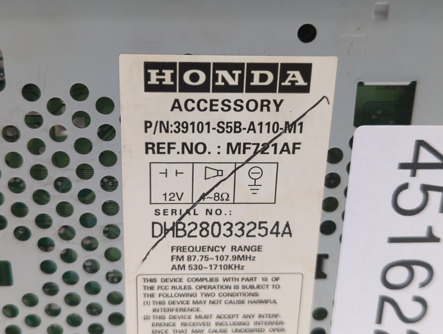 2003-2003 Honda Civic Am Fm Cd Player Radio Receiver - Oemusedautoparts1.com