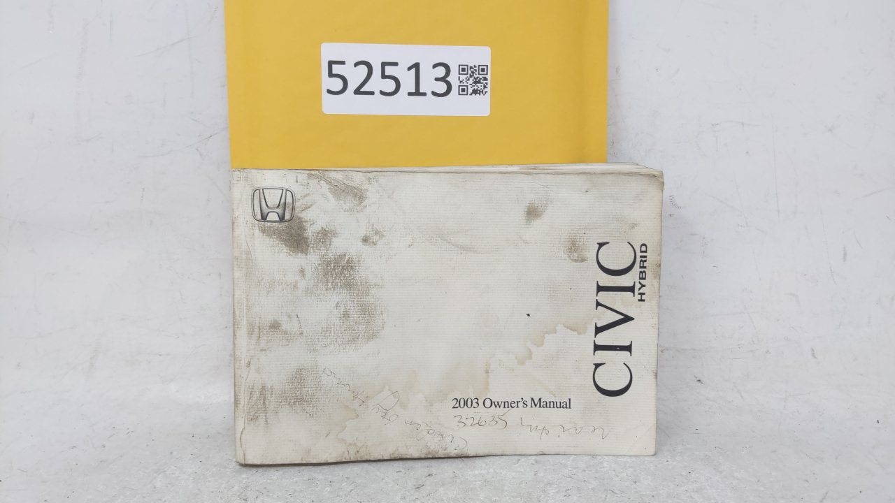 2003 Honda Civic Owners Manual Book Guide OEM Used Auto Parts - Oemusedautoparts1.com