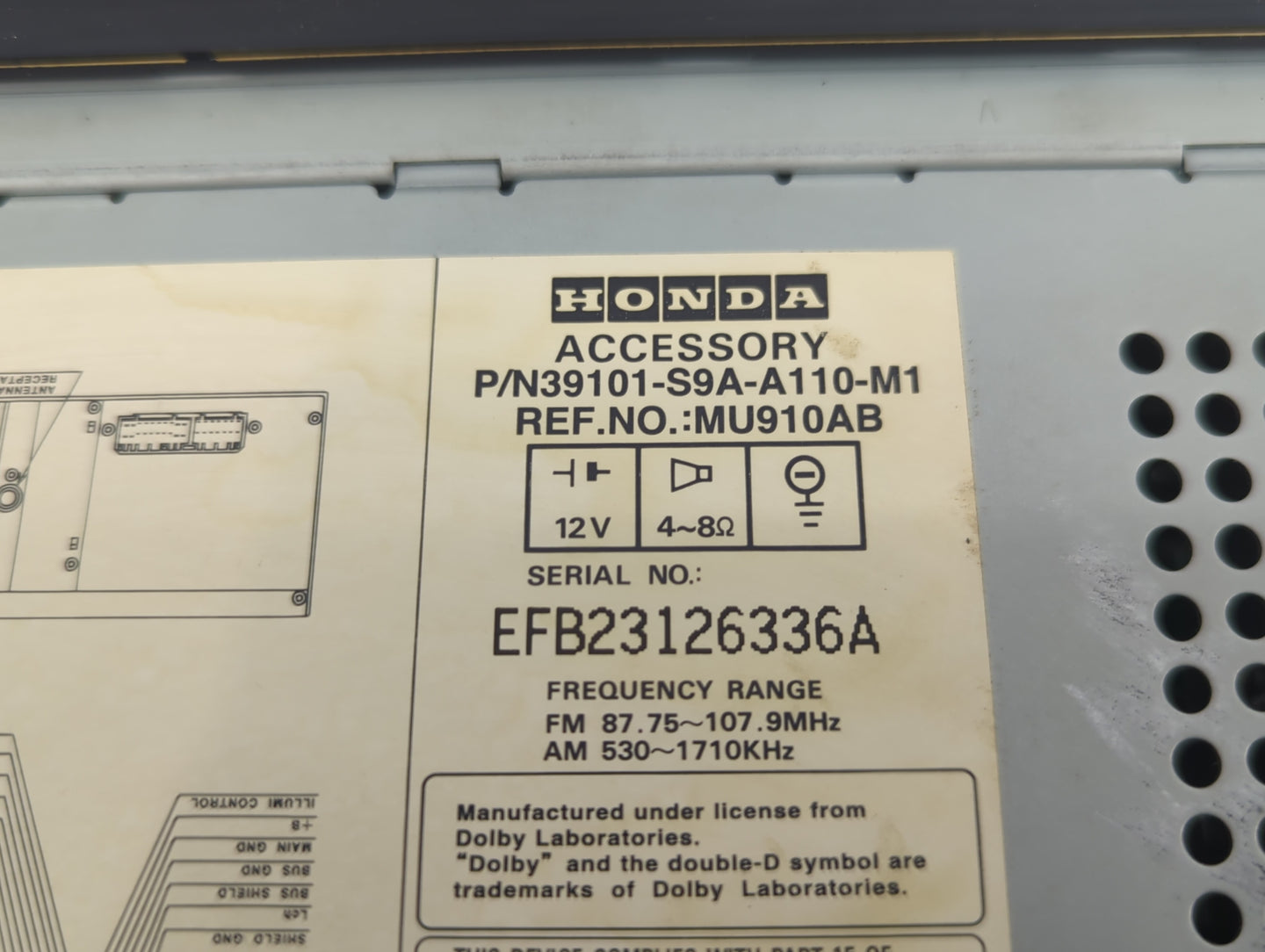 2002-2004 Honda Cr-V Radio AM FM Cd Player Receiver Replacement P/N:39101-S9A-A110-M1 Fits Fits 2002 2003 2004 OEM Used Auto