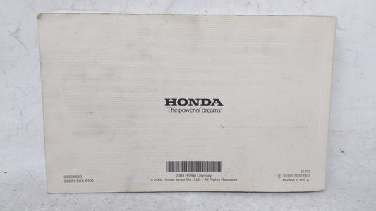 2003 Honda Odyssey Owners Manual Book Guide OEM Used Auto Parts