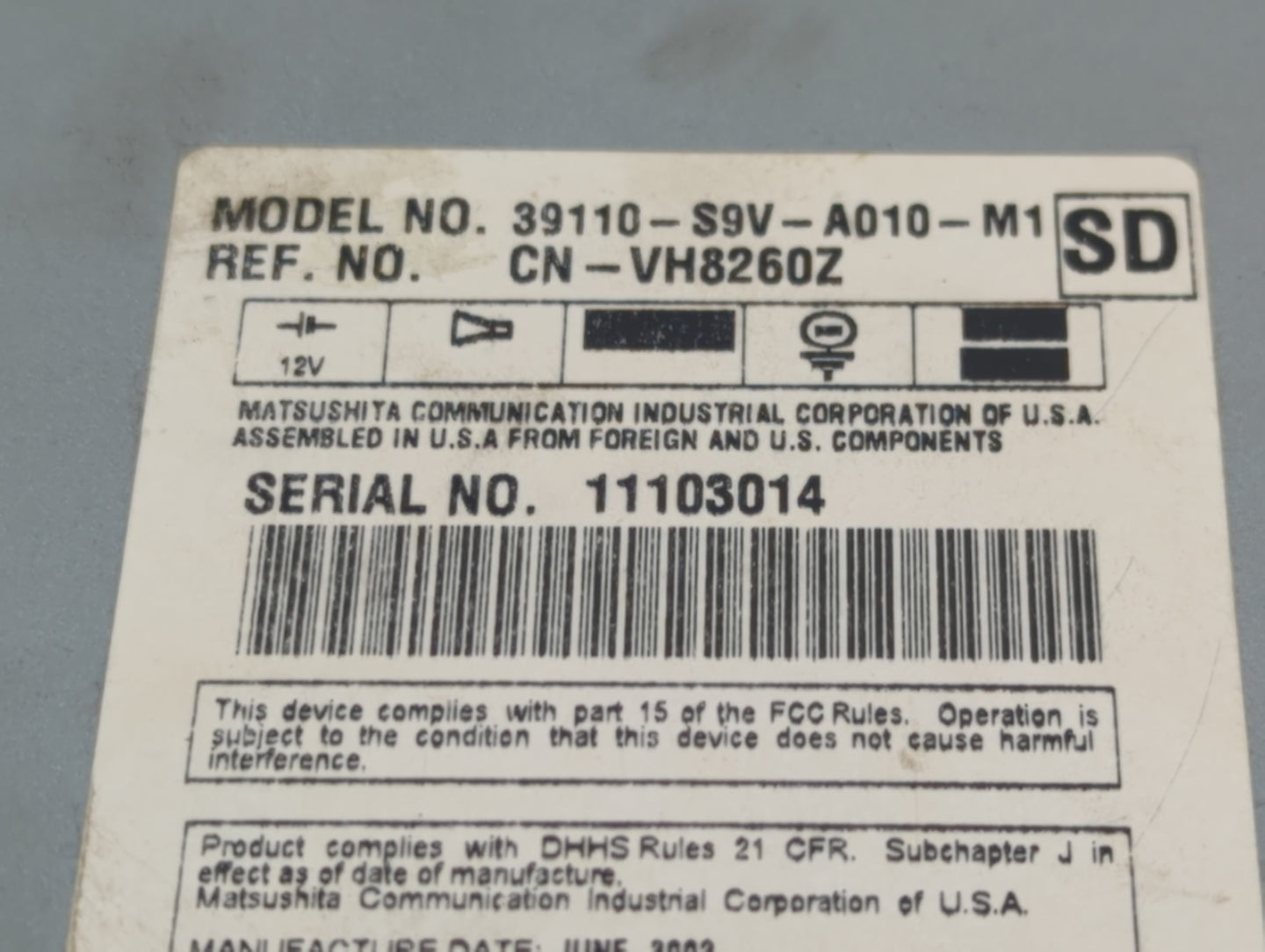 2003 Honda Pilot Radio AM FM Cd Player Receiver Replacement P/N:39110-S9-A010-M1 Fits OEM Used Auto Parts - Oemusedautoparts