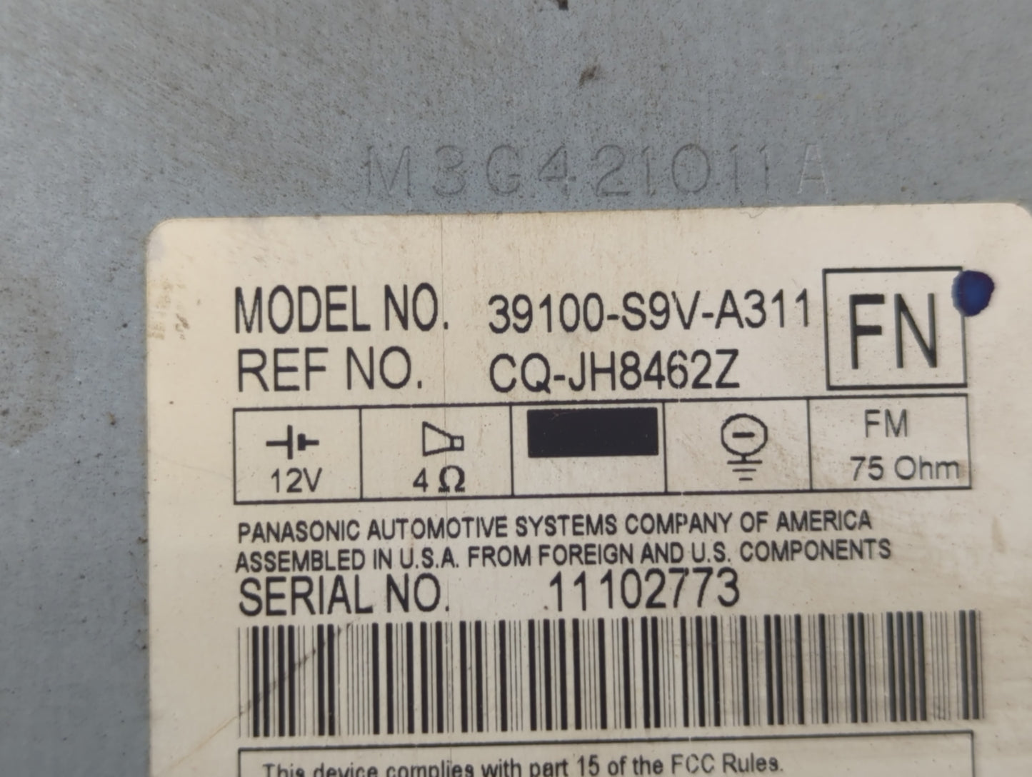 2003-2005 Honda Pilot Radio AM FM Cd Player Receiver Replacement P/N:39100-S9V-A311 Fits Fits 2003 2004 2005 OEM Used Auto P