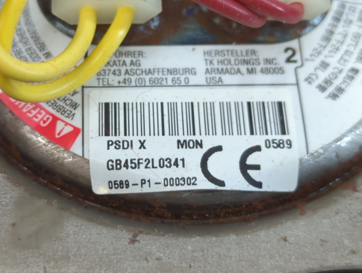 2003-2008 Honda Pilot Air Bag Driver Left Steering Wheel Mounted Fits Fits 2003 2004 2005 2006 2007 2008 OEM Used Auto Parts