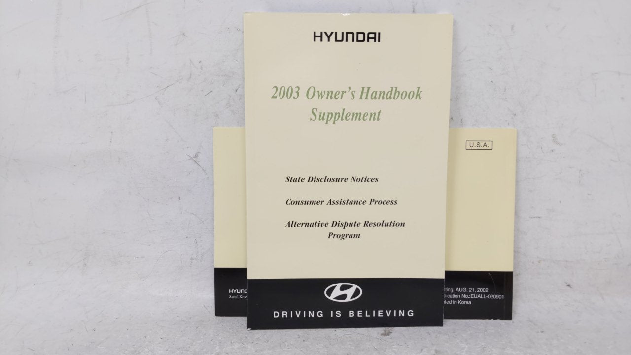 2003 Hyundai Sonata Owners Manual Book Guide OEM Used Auto Parts - Oemusedautoparts1.com