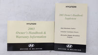 2003 Hyundai Sonata Owners Manual Book Guide OEM Used Auto Parts - Oemusedautoparts1.com