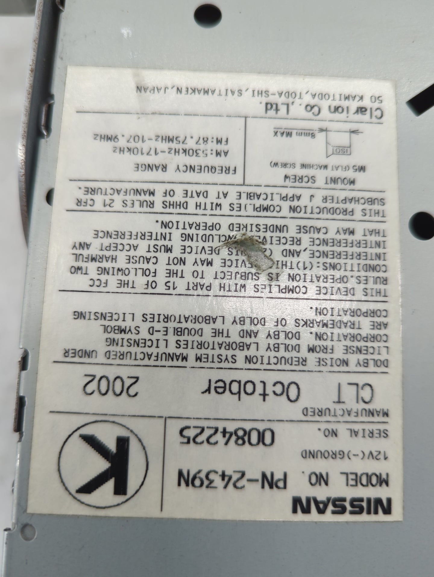 2002-2003 Infiniti Qx4 Radio AM FM Cd Player Receiver Replacement Fits Fits 2002 2003 OEM Used Auto Parts - Oemusedautoparts