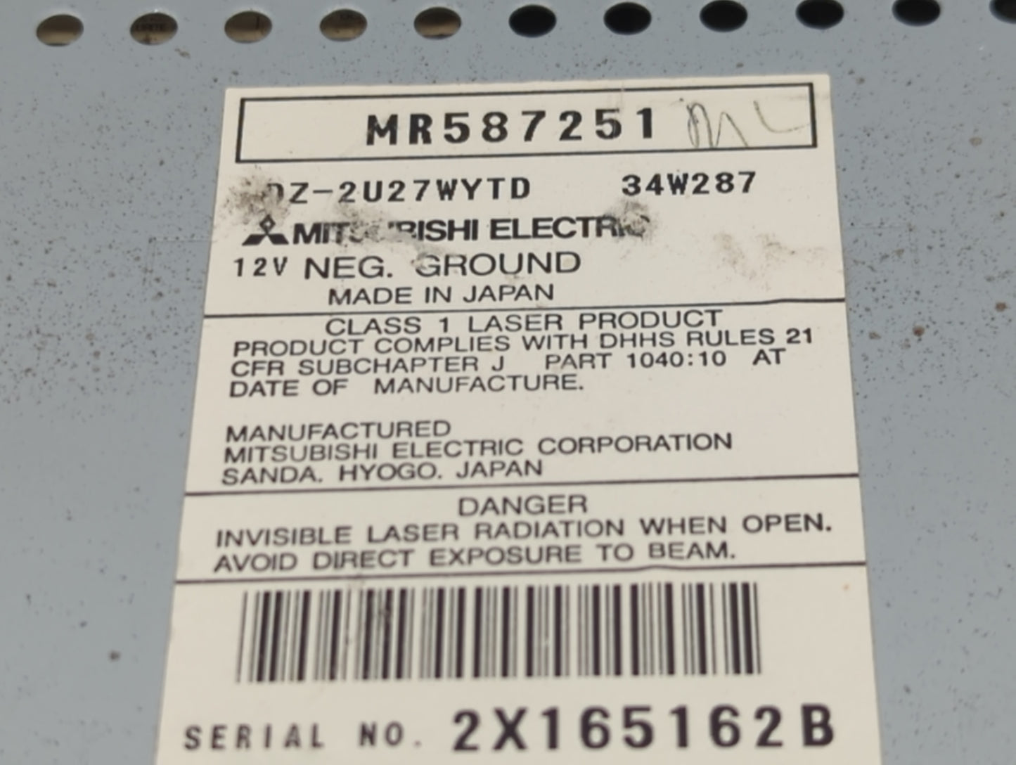 2003-2005 Mitsubishi Eclipse Radio AM FM Cd Player Receiver Replacement P/N:MR587251 Fits Fits 2003 2004 2005 OEM Used Auto 