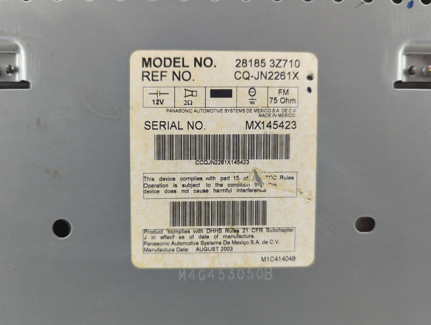 2002-2004 Nissan Altima Radio AM FM Cd Player Receiver Replacement P/N:28185 3Z710 Fits Fits 2002 2003 2004 OEM Used Auto Pa