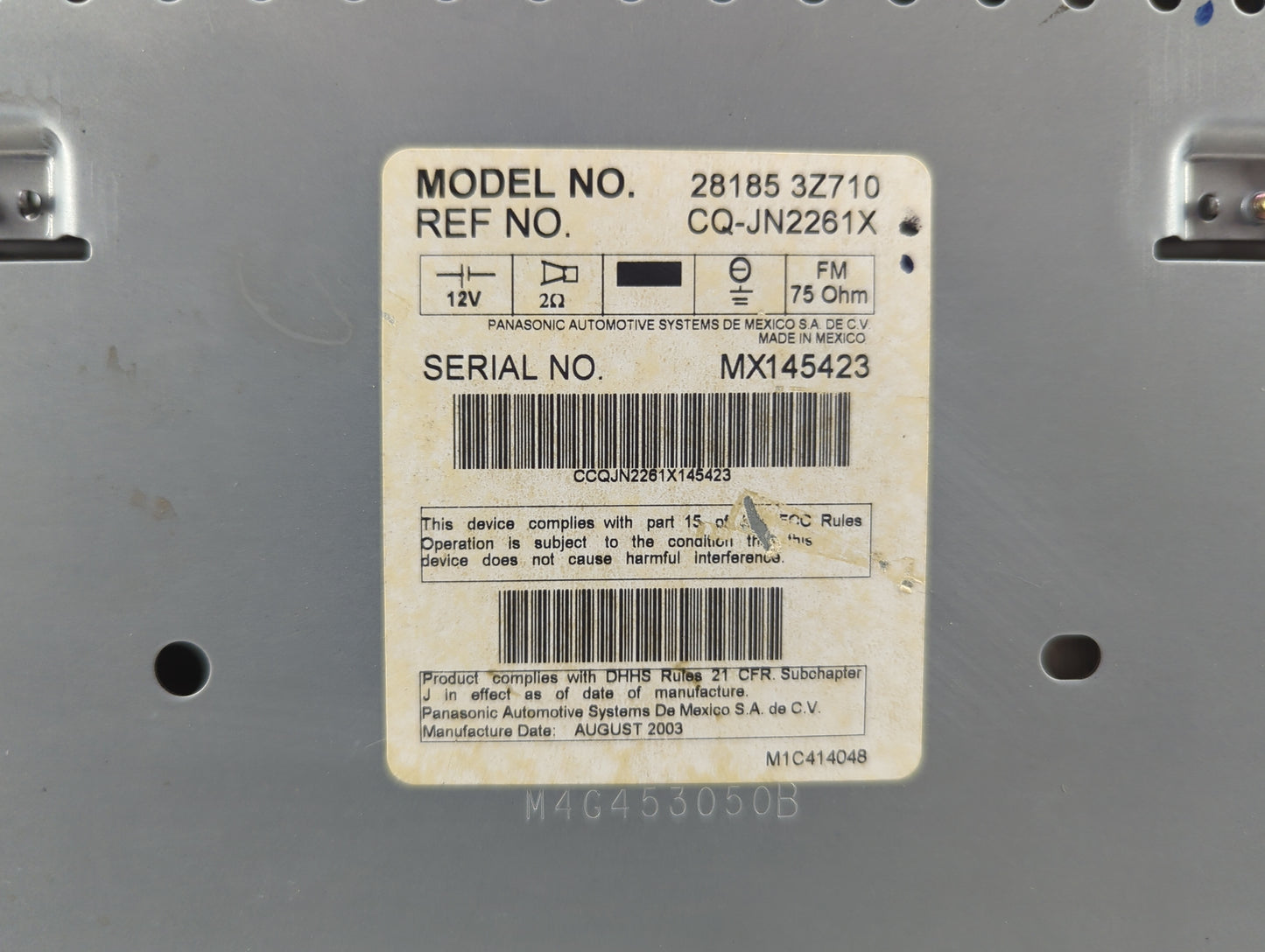 2002-2004 Nissan Altima Radio AM FM Cd Player Receiver Replacement P/N:28185 3Z710 Fits Fits 2002 2003 2004 OEM Used Auto Pa