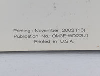 2003 Nissan Xterra Owners Manual Book Guide P/N:OM3E WD22U1 OEM Used Auto Parts - Oemusedautoparts1.com