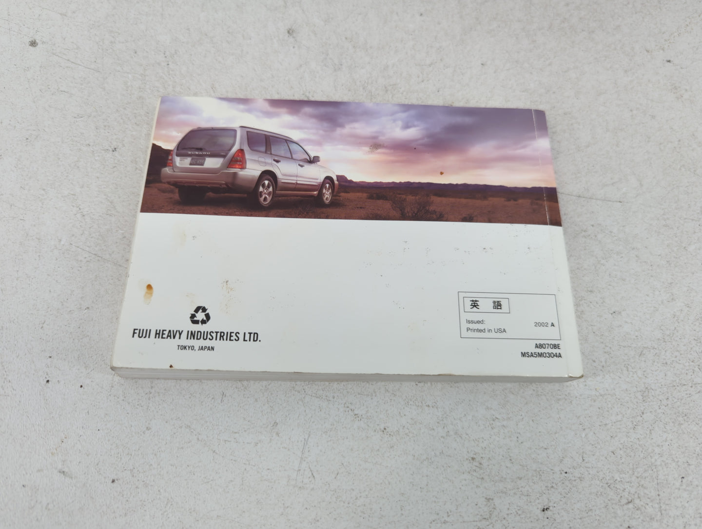 2003 Subaru Forester Owners Manual Book Guide P/N:MSA5M0304A OEM Used Auto Parts - Oemusedautoparts1.com
