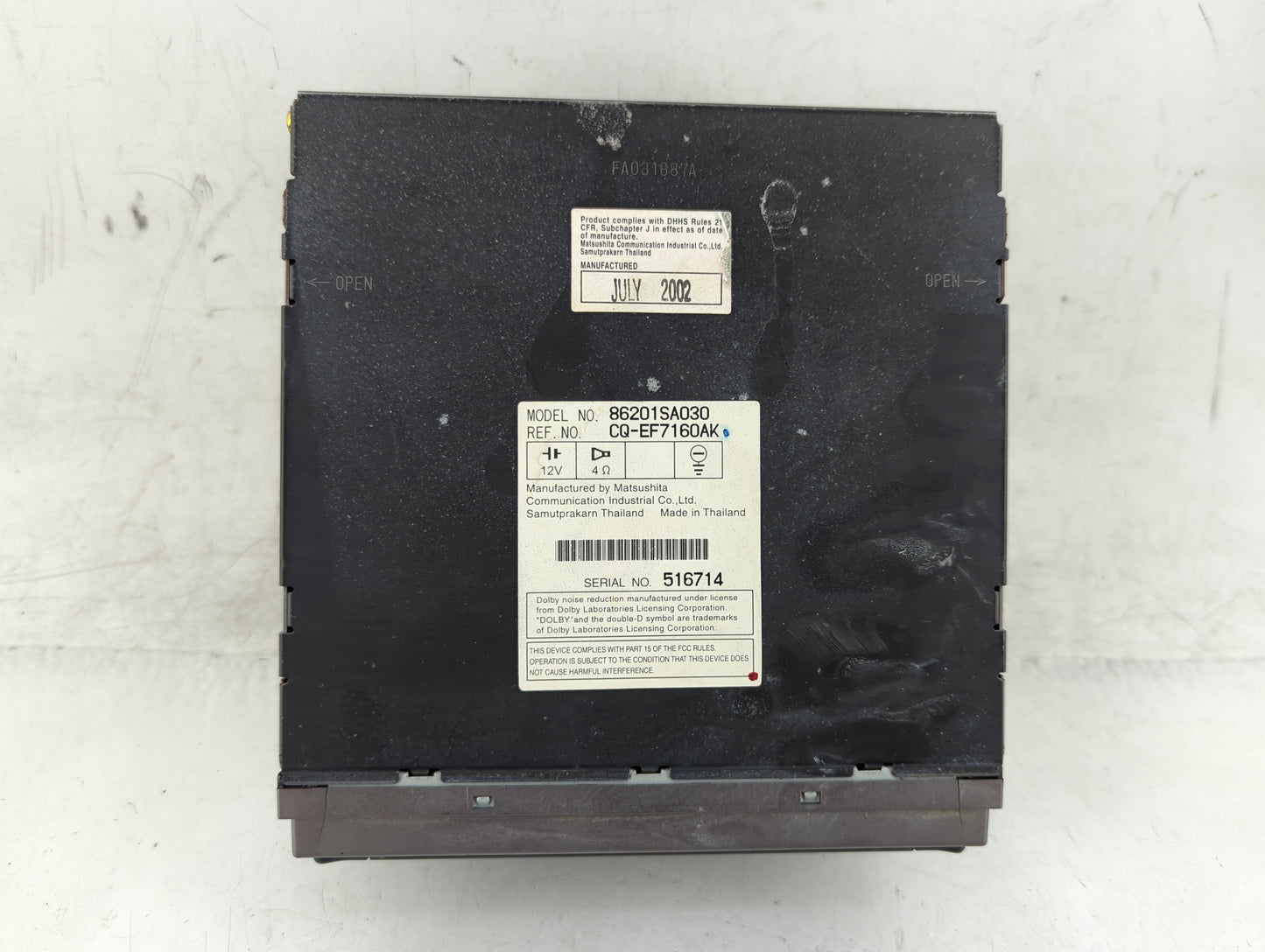 2003 Subaru Forester Radio AM FM Cd Player Receiver Replacement P/N:86201SA030 Fits OEM Used Auto Parts - Oemusedautoparts1.