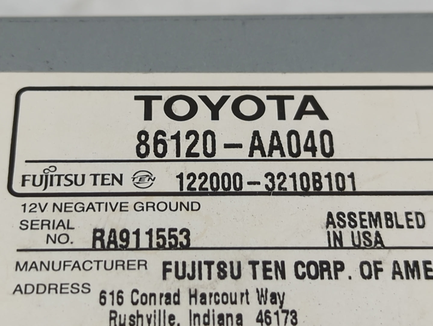 2002-2004 Toyota Camry Radio AM FM Cd Player Receiver Replacement P/N:86120-AA040 Fits Fits 2002 2003 2004 OEM Used Auto Par