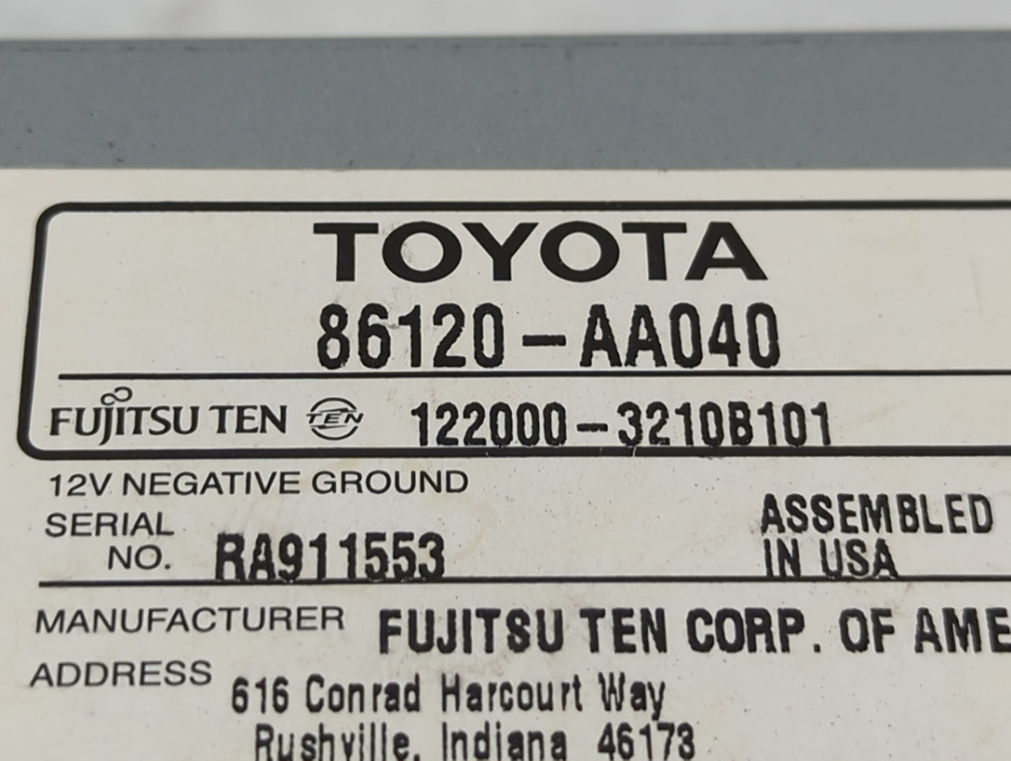 2002-2004 Toyota Camry Radio AM FM Cd Player Receiver Replacement P/N:86120-AA040 Fits Fits 2002 2003 2004 OEM Used Auto Par