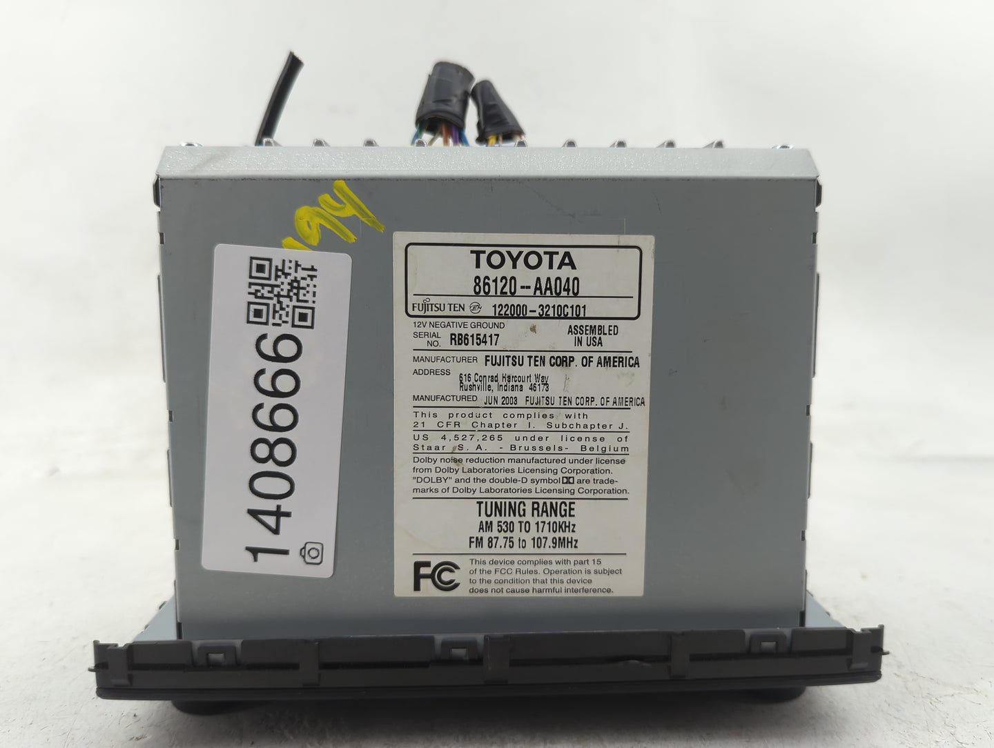 2002-2004 Toyota Camry Radio AM FM Cd Player Receiver Replacement P/N:86120-AA040 Fits Fits 2002 2003 2004 OEM Used Auto Par